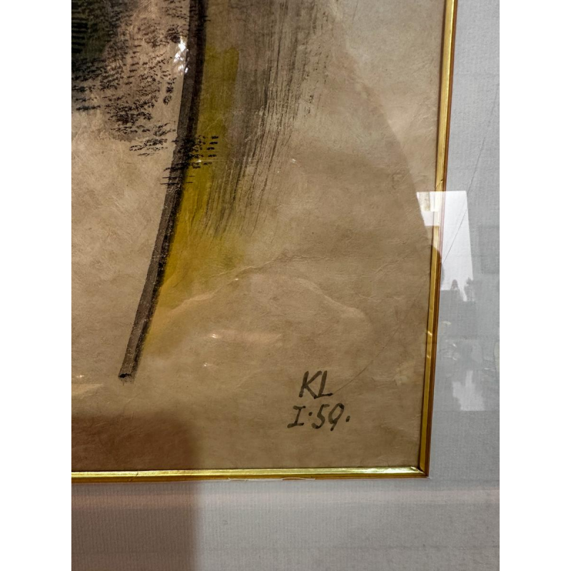 Kurt Lewy, inkt op papier, geometrische abstractie, 1959