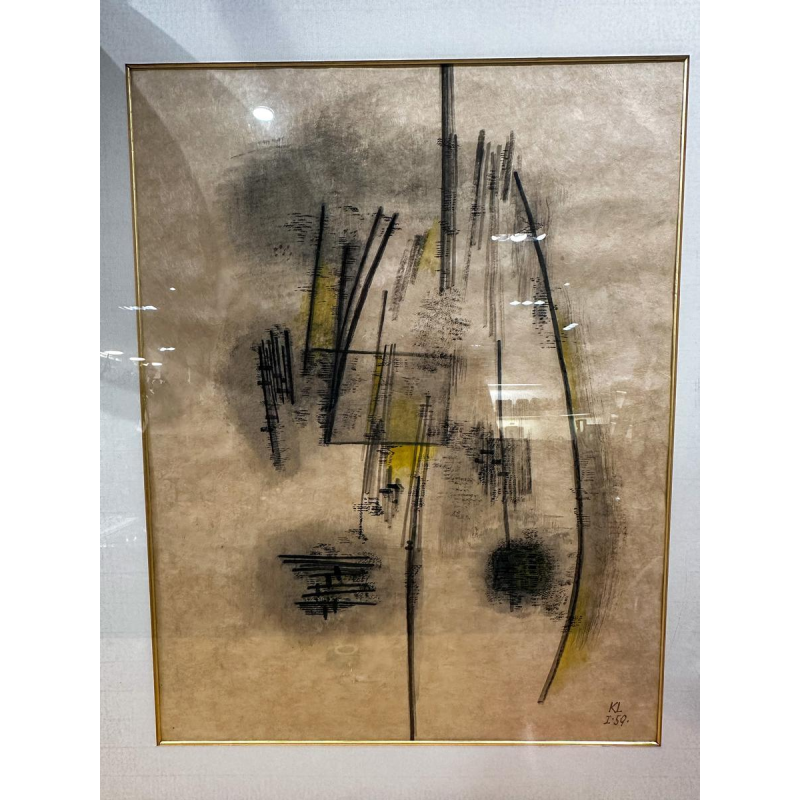 Kurt Lewy, inkt op papier, geometrische abstractie, 1959