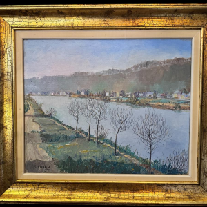 Jean-Marie GIVORD «Vue de Meuse (vers Wépion?)» 1946 peinture huile sur toile