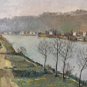 Jean-Marie GIVORD “Uitzicht op de Maas (richting Wépion?)” 1946 olieverfschilderij op doek