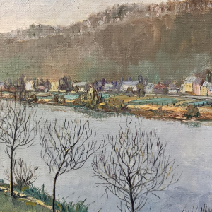 Jean-Marie GIVORD “Uitzicht op de Maas (richting Wépion?)” 1946 olieverfschilderij op doek