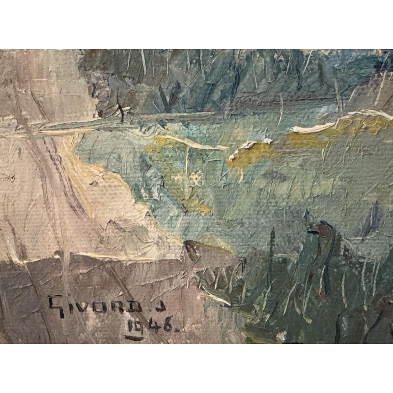 Jean-Marie GIVORD «Vue de Meuse (vers Wépion?)» 1946 peinture huile sur toile