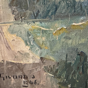 Jean-Marie GIVORD “Uitzicht op de Maas (richting Wépion?)” 1946 olieverfschilderij op doek