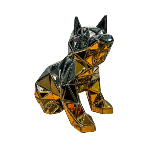 Olivier de Schrijver, sculpture 'Fairied Dog in Mirror and Chrome', 2000s