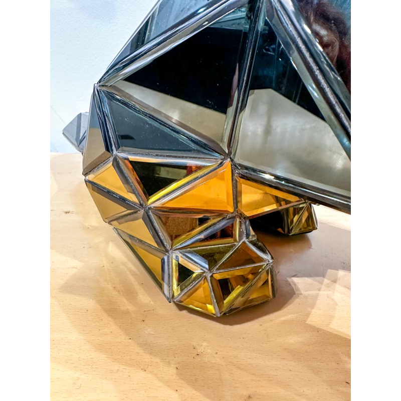 Olivier de Schrijver, sculpture 'Chien faïencé en miroir et chrome' années 2000