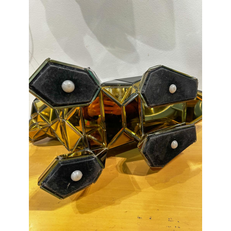 Olivier de Schrijver, sculpture 'Chien faïencé en miroir et chrome' années 2000