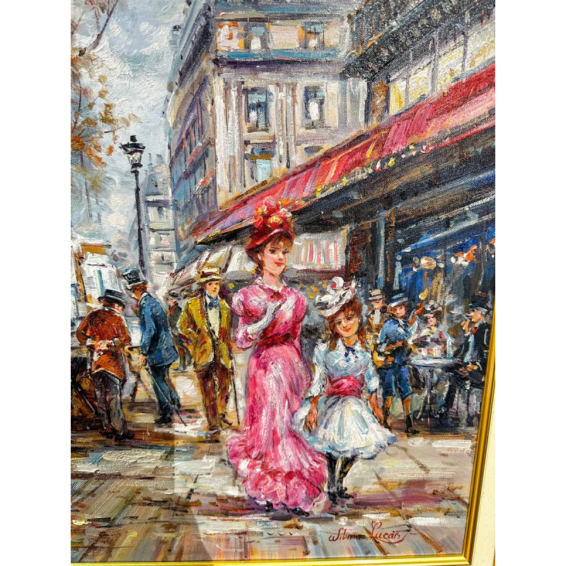 Wilma Lucas 'Boulevard Sébastopol à Paris' huile sur toile, 20e siècle