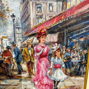 Wilma Lucas 'Boulevard Sébastopol in Parijs' olieverf op doek, 20e eeuw