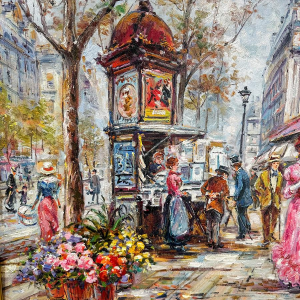 Wilma Lucas 'Boulevard Sébastopol in Parijs' olieverf op doek, 20e eeuw