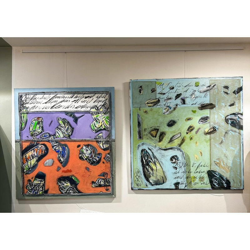 Eric Legrain, paire de tableaux, huile sur toile, 21e siècle