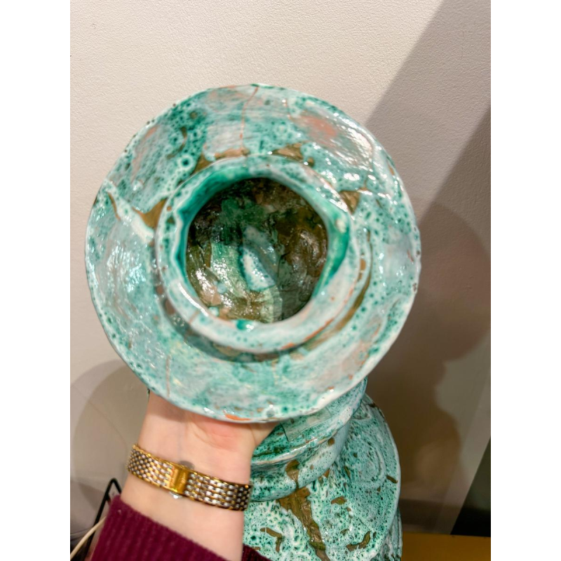 Emile-Bernard Donatien, large glazed terracotta pot, early 20th century