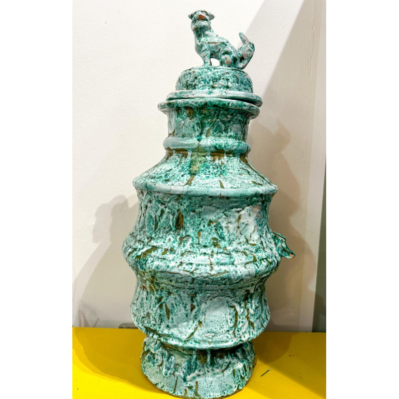 Emile-Bernard Donatien, grand pot en terre cuite émaillée, début du 20e siècle