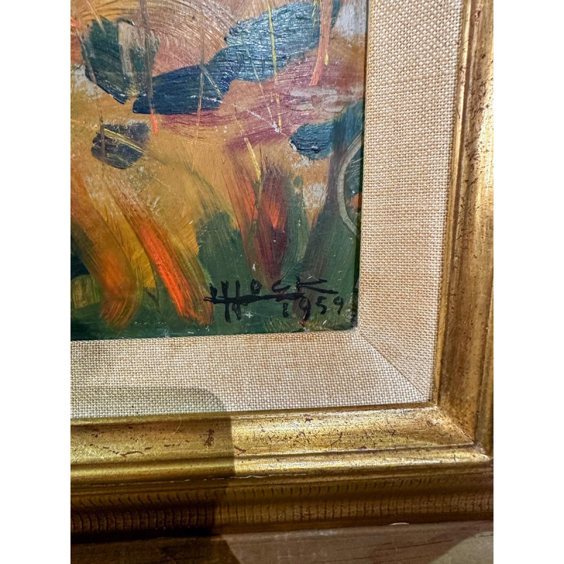 Lucien Hock, olieverf op doek, het Sourbrodt-veen, 1959