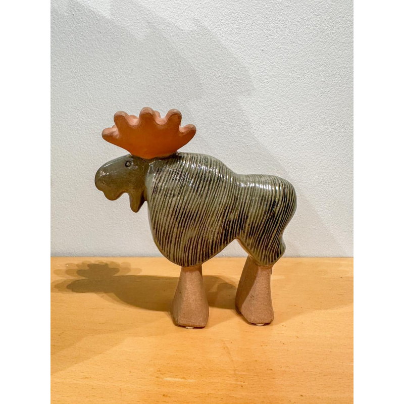 Lisa Larson pour Gustavsberg, sculpture d'un renne miniature en céramique, années 70