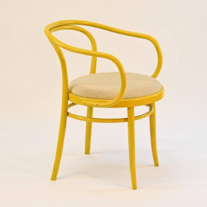 TON, fauteuil van gebogen hout (beuken) en stof, Tsjechoslowakije ca. 1960