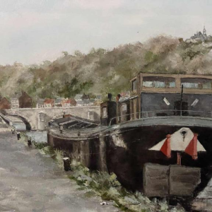 Alphonse CREPIN (1931-2010): « La péniche amarrée près du pont de Jambes »
