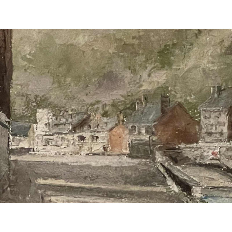 Alphonse CREPIN (1931-2010): The barge moored near the Jambes bridge.