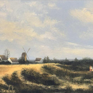 Olivier De Nato « Paysage animé» peinture huile sur panneau