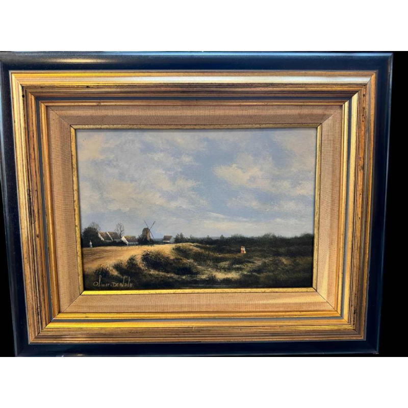 Olivier De Nato « Paysage animé» peinture huile sur panneau