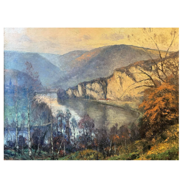 Eugène COLIGNON “Panorama towards the Meuse at WEPION - PROFONDEVILLE” oil painting on canvas