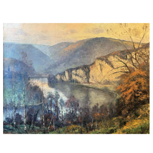 Eugène COLIGNON “Panorama towards the Meuse at WEPION - PROFONDEVILLE” oil painting on canvas