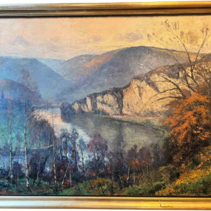 Eugène COLIGNON “Panorama towards the Meuse at WEPION - PROFONDEVILLE” oil painting on canvas