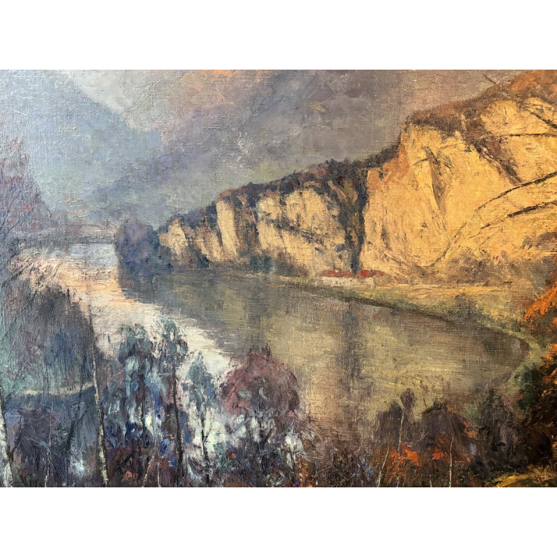 Eugène COLIGNON “Panorama richting de Maas bij WEPION - PROFONDEVILLE” olieverf op doek