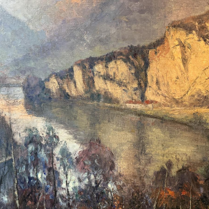Eugène COLIGNON «Panorama vers la Meuse à WEPION - PROFONDEVILLE» peinture huile sur toile