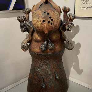 YVES RHAYE, sculpture monumentale en céramique émaillée, surréalisme fantastique, ca 1970