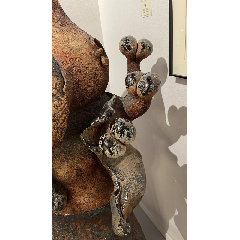 YVES RHAYE, sculpture monumentale en céramique émaillée, surréalisme fantastique, ca 1970
