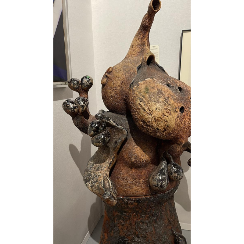 YVES RHAYÉ, sculpture monumentale en céramique émaillée, surréalisme fantastique, ca 1970