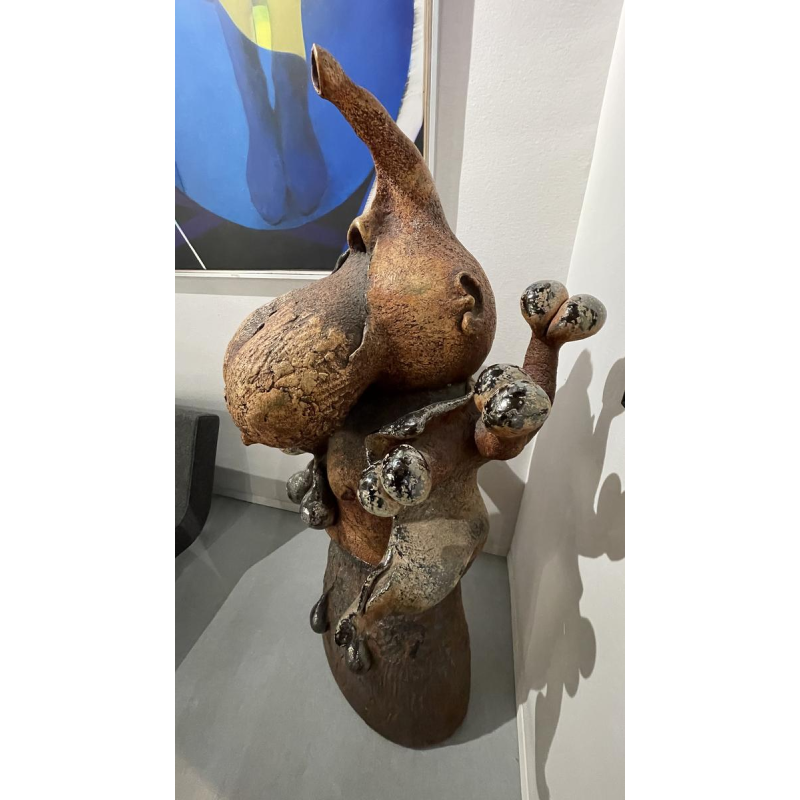YVES RHAYE, sculpture monumentale en céramique émaillée, surréalisme fantastique, ca 1970