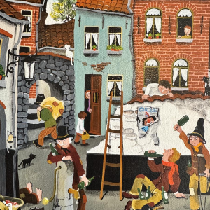 Marie-Louise BATARDY 'Dead End of the Tramps' acrylic painting, naive art
