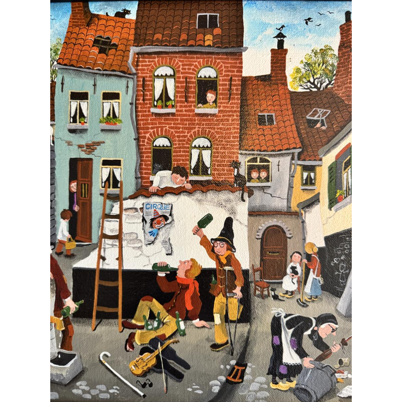 Marie-Louise BATARDY ' Impasse des clochards ' peinture acrylique art naïf