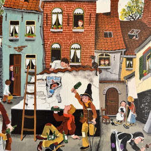 Marie-Louise BATARDY 'Dead End of the Tramps' acrylic painting, naive art
