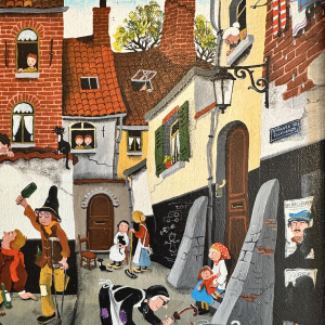 Marie-Louise BATARDY 'Dead End of the Tramps' acrylic painting, naive art