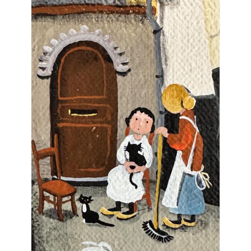 Marie-Louise BATARDY 'Dead End of the Tramps' acrylic painting, naive art