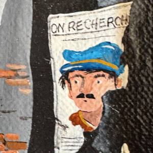 Marie-Louise Batardy 'Doodlopend einde van de zwervers', acrylverfschilderij, naïeve kunst