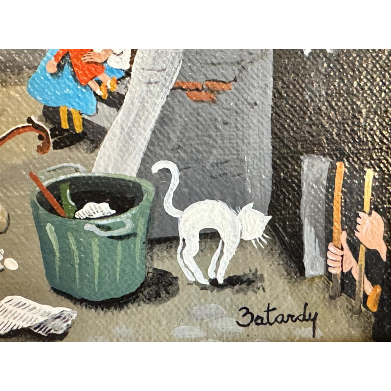 Marie-Louise BATARDY 'Dead End of the Tramps' acrylic painting, naive art