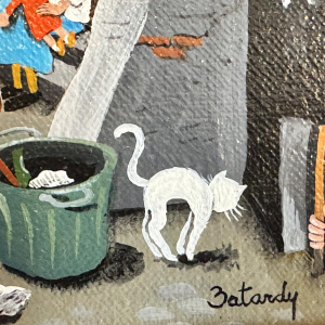 Marie-Louise BATARDY 'Dead End of the Tramps' acrylic painting, naive art