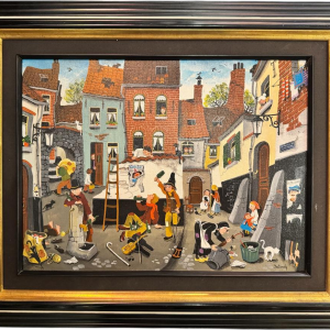 Marie-Louise BATARDY 'Dead End of the Tramps' acrylic painting, naive art