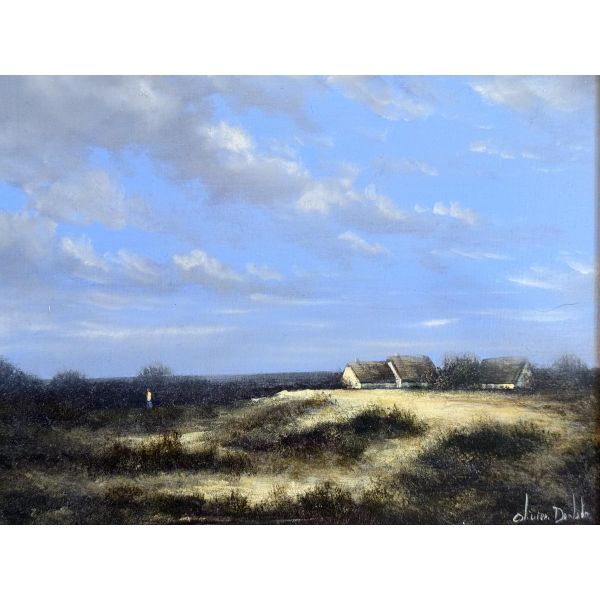 Olivier De Nato “Polderlandschap”, olieverfschilderij op hout