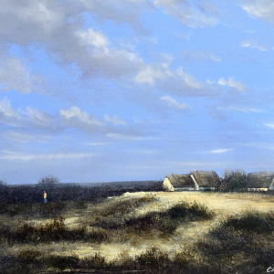 Olivier De Nato «Paysage de polders» peinture huile sur bois