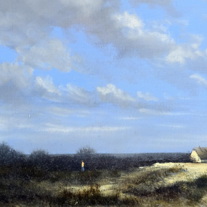 Olivier De Nato «Paysage de polders» peinture huile sur bois