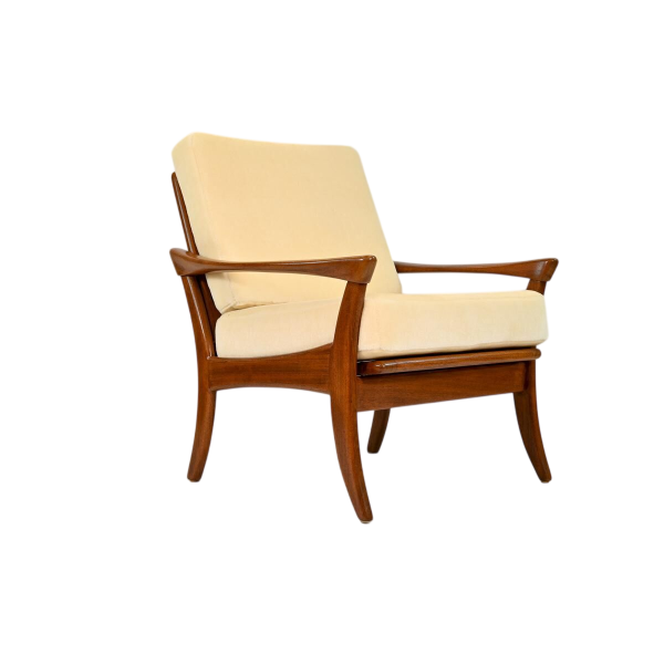 De Ster Gelderland, fauteuil vintage en teck entièrement rénové, ca 1960