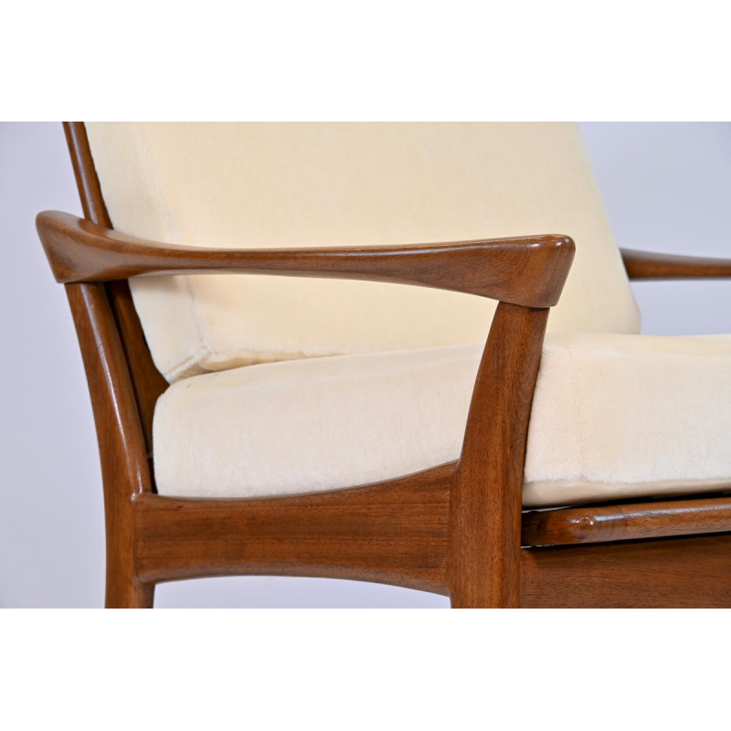 De Ster Gelderland, vintage teakhouten fauteuil, volledig gerestaureerd, ca. 1960
