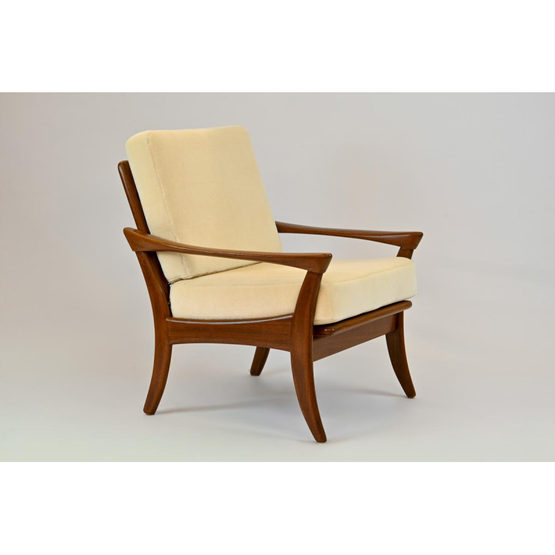 De Ster Gelderland, fauteuil vintage en teck entièrement rénové, ca 1960