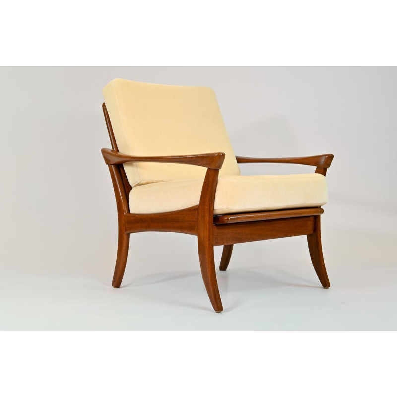 De Ster Gelderland, vintage teakhouten fauteuil, volledig gerestaureerd, ca. 1960