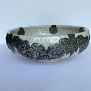 Boch Frères La Louvière, Art Nouveau crackled earthenware bowl, early 20th century