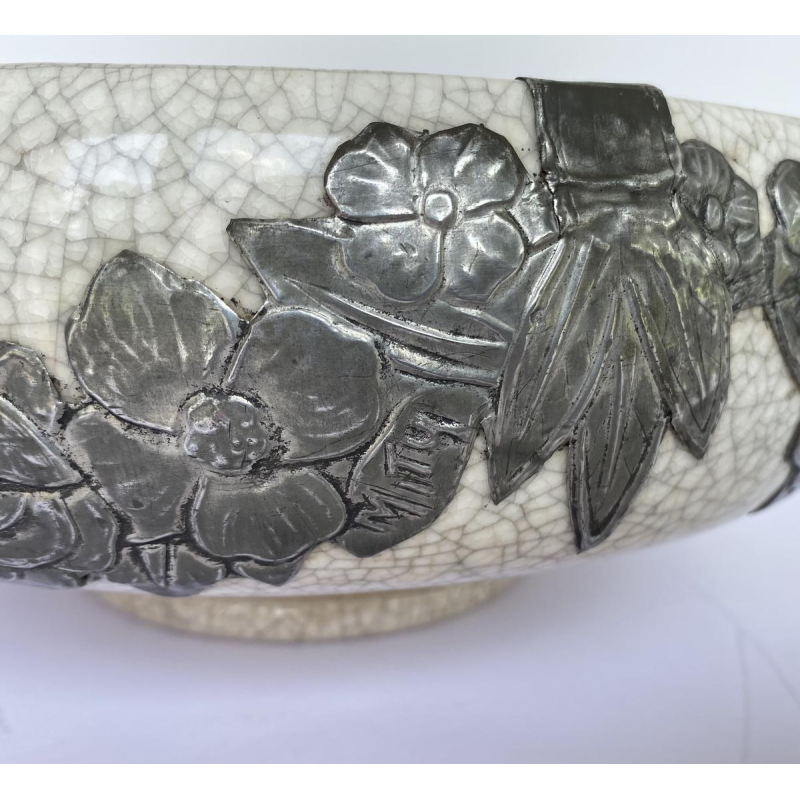Boch Frères La Louvière, Art Nouveau crackled earthenware bowl, early 20th century